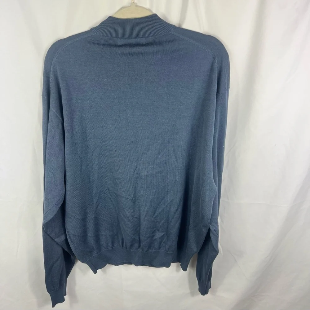 Pronto Uomo Steel Blue Silk Cotton Blend Crewneck Sweater